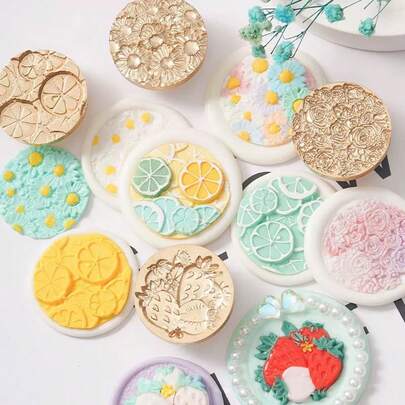 4 Stück Siegelwachsstempel Set, goldene Siegelwachsstempel, geeignet für Hochzeitseinladungen, Partyeinladungen, Geschenkverpackung