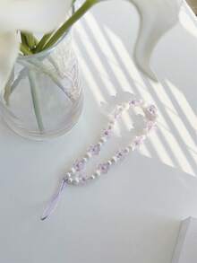 1pc Delicate Purple Flower & Faux Pearl Beaded Gift, Suitable For Girlfriend - Mauve Purple - View 3