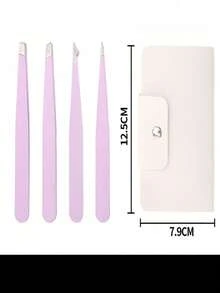 4件套不锈钢彩色镊子套装，高精度便携式眉毛及脱毛工具，化妆美容工具，包含紫色、粉色和黑色（1支/4支套装）。由于生产批次不同，包装袋内保护垫的位置随机，但不影响使用。价格实惠，适合作为圣诞礼物、化妆品及化妆工具。（颜色随机） - 多款式 - 查看 18