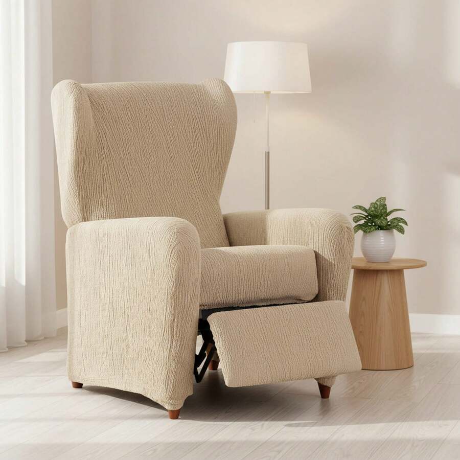 Kiva Universal And Versatile Recliner Chair Cover, Various Colors Available – Easy-To-Fit Protective Chair Cover For Backrest, Seat And Arms - 米色特洛伊 - 查看 1
