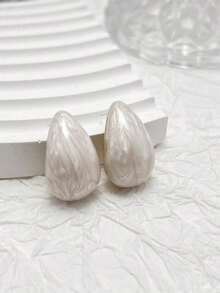 1 Pair Water Drop Shaped Dangle Earrings, Suitable For Daily Wear - Ivory - View 6
