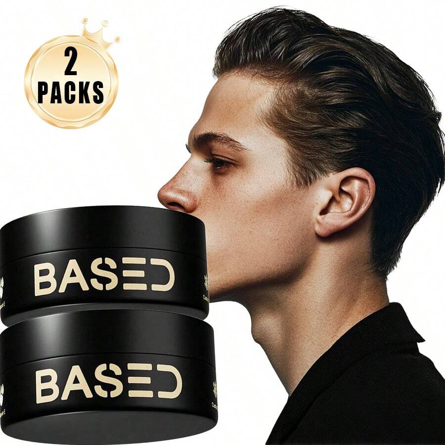 BASED Men's Advanced Hair Clay, Advanced Hair Clay With Intense Hold, Texturizing And Low Shine For Styling Medium, Thick Hair, Natural Shine And Fragrance, Easy To Apply, Suitable For All Hair Types, Moisturizing And Nourishing Oil (1 Pack, 3 Oz).