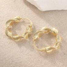 Vintage Twisted Gold Hoop Earrings, Classic Accessory For Women's Daily, Holiday, Party, Fashion Jewelry Gift - Gold - View 4