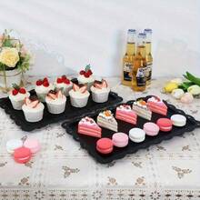 4/3/2/1pc European Rectangular Cupcake Snack Fruit Tray Cake Dessert Plastic Display Tray Multifunctional Household Fruit Food Display Tray Cupcake Display Rack Thanksgiving Wedding Birthday Party Desktop Decoration Tray Kitchen Tools - Multicolor - View 3