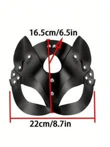 1 chiếc mặt nạ mèo bằng da tổng hợp màu đen có lỗ tai - Phụ kiện trang phục phong cách Gothic Punk cho tiệc Halloween, lễ hội hóa trang và trò chơi người lớn; Mặt nạ chủ đề mèo; Mặt nạ cá tính và thời trang. - Nhiều màu - Xem 4
