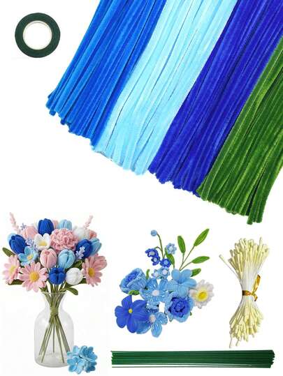 Bộ dụng cụ tự làm quả cầu bông (255/255/476/841 chiếc), màu xanh dương và xanh lá cây, thích hợp cho bó hoa cưới và trang trí tiệc sinh nhật, bộ hoa bông xốp, nguyên liệu làm quả cầu bông tự làm, quà tặng cưới và sinh nhật, đồ dùng làm quả cầu bông, quả cầu bông thủ công độc đáo, hướng dẫn làm quả cầu bông, quả cầu bông nhiều màu sắc.