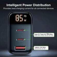 Bộ sạc 1 chiếc 85W/45W/30W, 2 cổng Type-C + 1 cổng USB Type-C sạc nhanh QC4.0, tương thích với iPhone 17 Pro Max/17 Pro/17/Air/16/15/14/13/12/11/XS/XR/8/7/6, S25/S24/S23/S22/S21/S20 Ultra Plus, bộ sạc nhanh đa năng. - Phích cắm loại C của EU (220-240V) - Xem 5