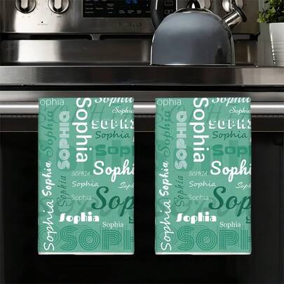 2pcs [Home Decor Gift] Personalized Kitchen Towels Custom Name - Absorbent Polyester Dish Towels With Decorative Character Pattern, Machine Washable For Kitchen, Bathroom, Dining Room & Home Decor Gift, Kitchen Hand Towels Perfect For Birthday Anniversaries, Valentine's Day, Thanksgiving, Christmas, Halloween, Wedding And New Year Gifts. Ideal Gifts For Her, Him, Family Members, Boyfriends, Girlfriends, Fathers, Mothers, Lovers, Daughters, Sons, Grandfathers, Grandmothers, Friends, Classmates And Pets. This Multifunctional Kitchen Towel Can Be Widely Used In Kitchen, Sofa, Bed, Car, Bedroom, Living Room, Office, Outdoor Camping And Beach. It Also Serves As Wall Decoration, Bedroom Decor, Fall Decor, Fall Decorations For Home, Christmas Party Theme Kitchen Towel And Christmas Decor.