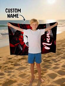 Personalized Children's Beach Towel, Perfect Summer Birthday Gift, Suitable For Various Summer Occasions. Customizable Beach Towel And Accessories, Applicable For Beach, Swimming Pool, Travel, Camping, Yoga And Other Scenarios. - Multicolor - View 7