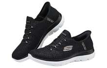 Skechers Hands Free Slip Ins Cushioning Abrasion Resistant Breathable Low Top Running Shoes Women's Black Black - Black - View 4