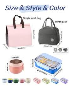 1 hộp cơm trưa, hộp đựng đồ ăn nhẹ, hộp cơm bento cho người lớn, hộp cơm trưa cho học sinh, hộp cơm nhiều ngăn, hộp cơm chống rò rỉ, hộp cơm cách nhiệt, hộp cơm dùng được trong lò vi sóng. - Nhiều màu - Xem 10