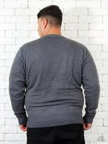 Plus Size Men's Winter Sweater/Blouse With V-Neck, Sizes G2-G5 - Dark Grey - View 2