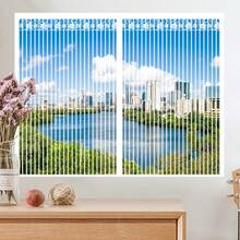 Summer Magnetic Self-Closing Mosquito Net Curtain, White Striped, Breathable, Invisible Magnetic Adsorption, No Drilling Installation, Anti-Mosquito Mesh Screen - Magnetic Window Screen (white) - View 5