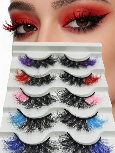 5对3D浓密彩色假睫毛，采用高端交叉仿制技术打造，呈现专属定制妆容。