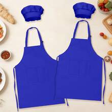 Set de 2 piezas Delantal y gorro de chef para niños, delantal infantil ajustable con 2 bolsillos para niños y niñas, adecuado para cocinar, aula, hornear, pintar, manualidades, BBQ y otras actividades, DIY, fiesta, edades 6-13 - Multicolor - Ver 23
