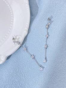 1 Đôi bông tai hình thánh giá bằng bạc sterling 925 đính đá Zirconia dành cho nữ, thanh lịch và tinh tế, thích hợp làm quà tặng kỷ niệm, thiết kế trang sức cao cấp độc đáo. - hoa chéo - Xem 5