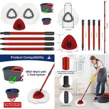 Mop Replace Heads Mop Handle And Mop Base Replacement For O Cedar EasyWring 1-Tank Spin Mop System 2 Microfiber Mop Head Refills 4-Section Iron Mop Handle 30-58in And 1 Mop Head Cover Set No Bucket - 1組拖把桿,2個白色拖把頭,1個底座 - 查看 1