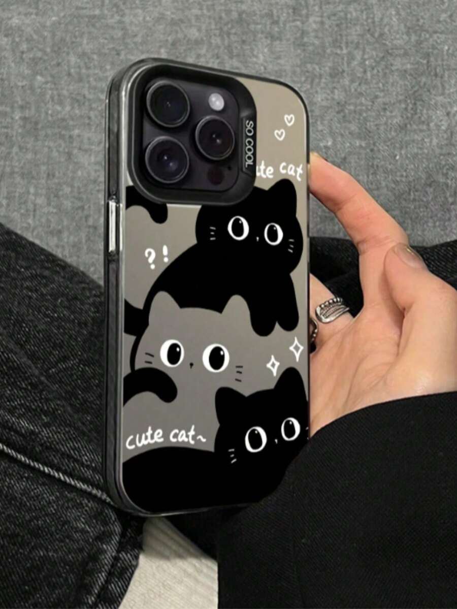 1 Piece Cell Phone Case With Three Cute Kittens Print Compatible With Phone 17 16 15 14 13 12 11 X XR XS Pro Max Galaxy S25 S24 S23 S22 S21 S20 A01 A02 A03 A04 A05 A06 A07 A10 A11 A12 A13 A14 A15 A16 A17 A20 A21 A22 A23 A24 A25 A30 A31 A32 A33 A34 A35 A36 A50 A51 A52 A53 A54 A55 A56 A71 A72 A73 - 黑色 - 查看 1