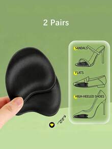1/2 Pair Women's Forefoot Pads, Half-Size Insoles, Anti-Slip Anti-Friction Cushion Inserts, Suitable For Women's High Heels, Shoes, Men's Sneakers, Dress Shoes, Daily Wear, Back To School, Boots, Outdoor, Sports, Travel, Home, Office, School, Holiday Gifts - Black - View 11