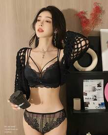 Women Bra And Panty Sets - 黑色的 - 查看 5