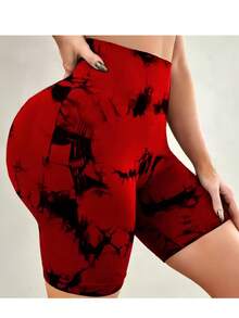 Pantalones cortos con efecto tie dye para mujer - Rojo - Ver 1