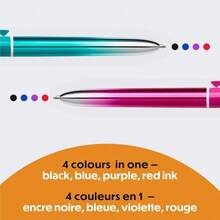4 Color Smooth Gradient Retractable Ballpoint Pen, 1.0 Mm Medium Point, 2-Count In Assorted Ink - Gradient Barrels + Purple, Black, Blue, Red Ink - View 3