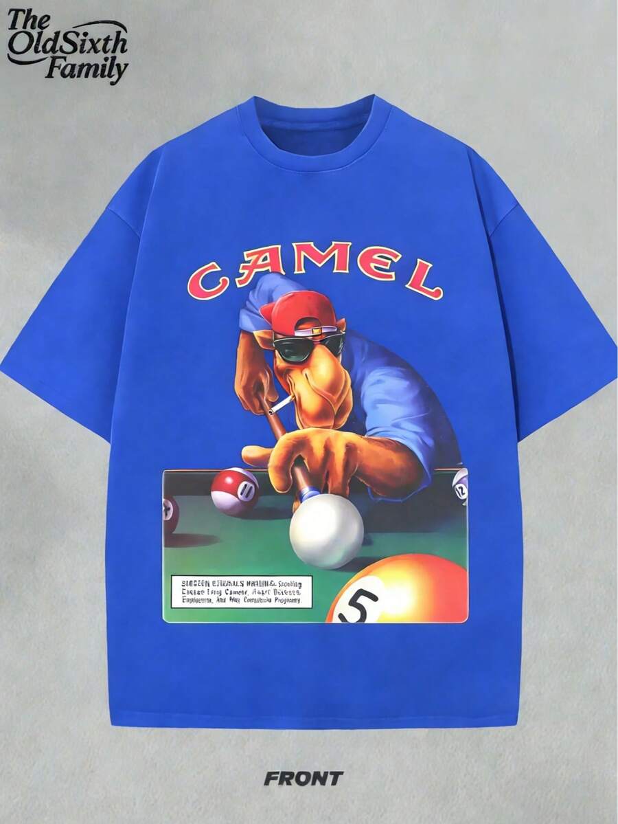Vintage Camel Joe Shirt, Vintage Graphic T-Shirt, Camel Cigarettes, Soft Breathable 100% Cotton Fabric, Loose Relaxed Fit, Ideal For Daily Wear & Vacation Outings, Available In Sizes S-XXXL, Mens Clothes, Mens Top, Vintage T Shirts & Graphic T Shirt For Retro West Enthusiasts, Back-To-School Essentials, Suitable For Father's Day Gifts And Barbecue Festival Attire,Perfect For Outdoor, Sports, Daily, Party, Y2K, Old Rock & Grunge – Great Gift For Boyfriend,Unisex T Shirt ,Men Shirt,Women T Shirt, Vintage Camel 75th Anniversary T-Shirt - 藍色 - 查看 1