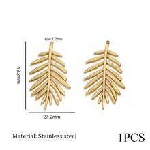 1pc Stainless Steel Fashionable Ginkgo Leaf Leaf And Flower-Shaped Pendants Necklace Earring DIY Jewelry Making Accessories Suitable For Women's Wear - Pendants - View 10