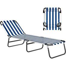 Outsunny Folding Chaise Lounge Pool Chairs, Outdoor Sun Tanning Chairs With 5-Level Reclining Back, Steel Frame For Beach, Yard, Patio, Green - 藍白色 - 查看 2