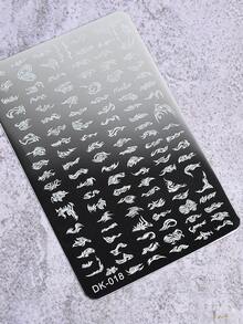 1pc Nail Art Printing Steel Plate, Stainless Steel Nail Stamping Template Tool - Silver - View 7
