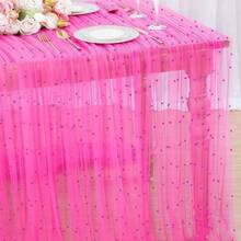 1pc Romantic Pearl Lace Table Runner, Wedding Arch Decor, Bridal Shower Gift Fabric, Elegant Pearl Lace Tablecloth, Suitable For Events, Embroidered Transparent Wrinkle-Resistant White Dessert Table - Rose Red Pearl - View 6