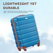 Large Capacity ABS Hardside Luggage Set, 16/20/24/28 Inch Spinner Suitcases + 2 Travel Bags + 1 Cosmetic Case, 7-Piece Set For Holiday Travel, Business Commutes, Valentine's Day Getaways, Spring Travel Luggage Case Luggage Suitcase Luggage With Wheels Carry On Suitcase Travel Luggage Suitcase Bag Durable Clothes Storage For Business Holiday Essentials Cruise Essentials - Azure Brown - View 10