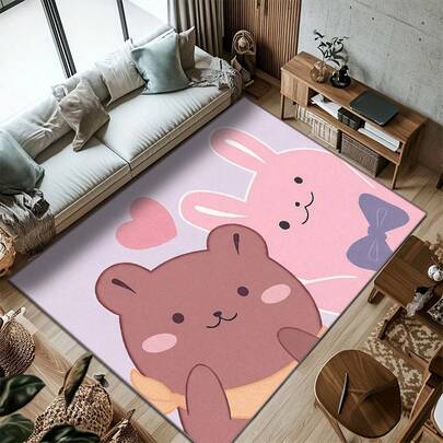 Thảm trải sàn hình gấu nâu và thỏ hồng hoạt hình dễ thương, họa tiết trái tim tương tác. Chất liệu nhung, trọng lượng khoảng 850g, độ dày khoảng 0.6cm, chống trơn trượt, dễ vệ sinh. Có nhiều kích cỡ để lựa chọn. Thích hợp cho nhà bếp/phòng khách/phòng ăn/phòng ngủ/ban công/phòng tắm/phòng học. Lựa chọn trang trí nhà hoàn hảo.