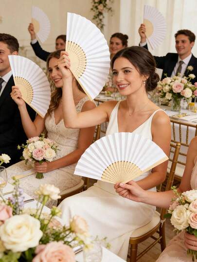 Folding Fans, White Paper Fans, Blank Color Folding Fans, Hand Drawn Fans, DIY Hand-Painted Plain Noodles, White Paper Hand Fans, Bamboo Fans, White Wedding Folding Fans, Foldable Hand Fans, DIY White Craft Fans, White Hand Fans Can Be DIY Personalized, Foldable Paper Fans Are Portable Party And Wedding Supplies Hand Fans, Gift Decoration Wedding Fan Hand Fans