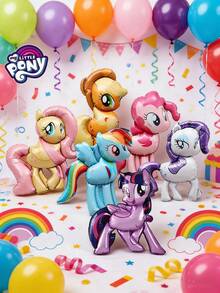 Hasbro 6件組官方授權暮光閃閃、蘋果傑克、彩虹衝刺、柔柔、珍貴、粉紅派氣球組，可愛卡通風格裝飾，嘉年華派對拍照道具，派對用品，聖誕生日禮物 - YY-XMBL-001 - 查看 1