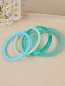 一款复古、简约、时尚且不规则的大理石纹几何树脂手链，适合日常佩戴。 - 彩色 - 查看 3