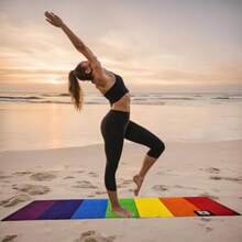 Rebuwo - Tapete de viaje para yoga y pilates antideslizante tapete de ejercicio de gamuza plegable para viajes tapete de viaje ligero de goma - Con color - Ver 7