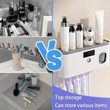 Wall-Mounted Toothbrush Holder With UV Ultraviolet Light, Automatic Toothpaste Dispenser And Large Capacity Storage Rack, Solar Powered No-Drill Bathroom Organizer, Multi-Slot Design, Suitable For Electric And Manual Toothbrushes, Ideal For Daily Home Use - Multicolor - View 4