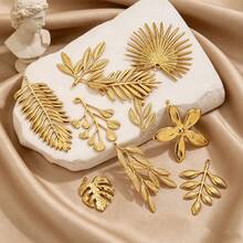 1pc Stainless Steel Fashionable Ginkgo Leaf Leaf And Flower-Shaped Pendants Necklace Earring DIY Jewelry Making Accessories Suitable For Women's Wear - Pendants - View 4