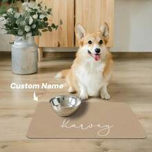 1pc Customizable Name, Color, Font Pet Food Bowl Mat, Suitable For Dogs & Cats, Home Decor, Great Gift For New Pet Owners, Mother's Day, Special Occasions - Multicolor - View 2