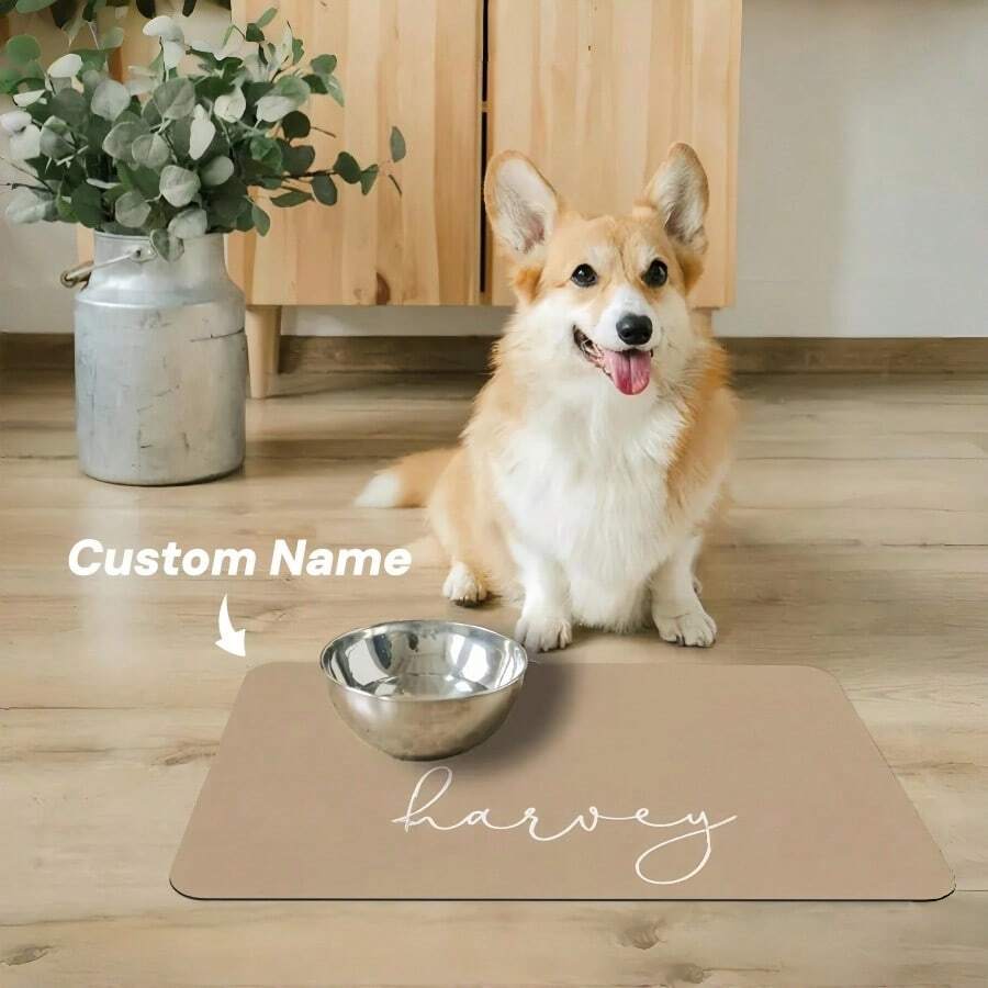 1pc Customizable Name, Color, Font Pet Food Bowl Mat, Suitable For Dogs & Cats, Home Decor, Great Gift For New Pet Owners, Mother's Day, Special Occasions
