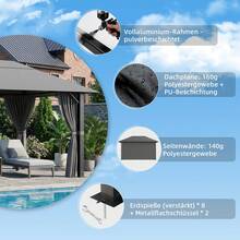 Devoko Pavilion 3x4 Waterproof Stable Winterproof,Aluminum Garden Pavilion,Pavilion With Solid Roof Protection UV,Suitable For Outdoor Scenes,Gray,Beige - 程度 - 查看 4