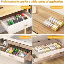 4pcs/8pcs Acrylic Spice Rack, Spice Organizer Suitable For Drawers, Multi-Purpose Spice Jar Rack For Kitchen Countertop, Expandable Tilted Spice Tray, Fits Cabinets, Drawers, Makeup Organizer - Space Saving - Multicolor - View 3