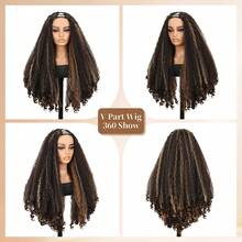 Afro Curly V Part Wig Synthetic Braided Hair Texture With Unique Bouncy Curls In The End 20/26 Inch Soft Curly Full Hair V Part Wigs For Women - Blonde Highlight - View 3