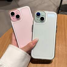 1pc Transparent Metal Button Space Case Phone Case, Personalized Fit For IPhone 16 Pro Max, 17/16/15/14 Plus/13/12/11, Protective Case - Clear - View 3