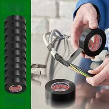 10 rollos de cinta eléctrica negra - Adhesivo fuerte, resistente al calor, impermeable, duradera, adecuada para el amarre de cables, el agarre de raquetas y el uso doméstico - Cinta aislante retardante de llama - Negro - Ver 1