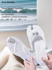 Foldable Lightweight Slip-On Sandals, Suitable For Summer Home, Beach, Travel, Office, Unisex - White (flip-flops) - View 2
