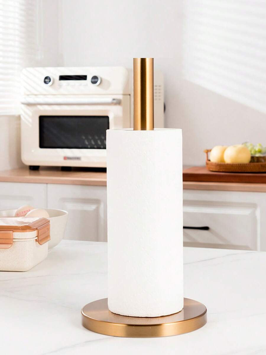 Giá đựng khăn giấy nhà bếp bằng thép không gỉ màu đen mờ, vàng và bạc, có đế nặng, thiết kế đứng độc lập, phù hợp với cuộn giấy cỡ lớn tiêu chuẩn, giá đựng khăn giấy hiện đại để bàn, phụ kiện lưu trữ nhà bếp trang nhã giúp sắp xếp nhà cửa, giá đỡ bằng kim loại. - Nhiều màu - Xem 1