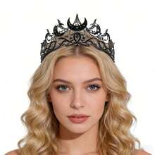 1 Chiếc Mũ Đội Đầu Cô Dâu Phong Cách Baroque Cổ Điển Hình Trăng Màu Đen Hợp Kim Đính Đá Phụ Kiện Váy Cưới Sinh Nhật - Nhiều màu - Xem 6