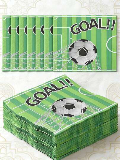 20pcs Football Pattern Disposable Paper Napkins, Football Theme Party Napkins, Football Pattern Paper Napkins, Football Birthday Party Decor, Sports Party Supplies, Birthday Gathering Tabletop Decor, Football Fan Party Decorations